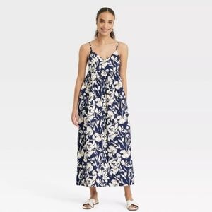 a new day Navy and Cream Floral Maxi Dress
